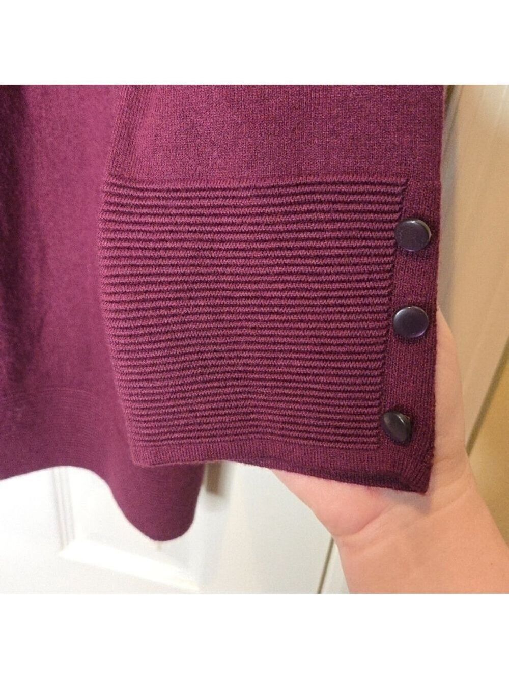 Evolution by Cyrus Ribbed Cardigan XS Red Burgundy Open Front Knit Lightweight - Picture 6 of 14